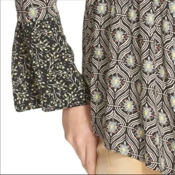 Free People Tops Free People Rolling Hills Print Bell Sleeve Flowy Blouse - Picture 2 of 12